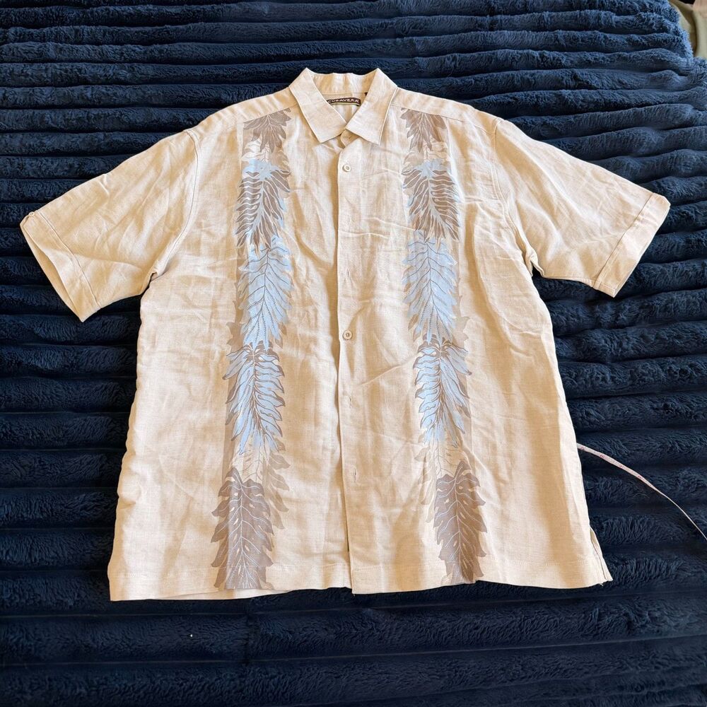 Cubavera Linen Blend Button Up Shirt XL Coastal Grandpa Tropical Cruise Wear